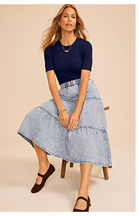 Model wearing maurices clothing.