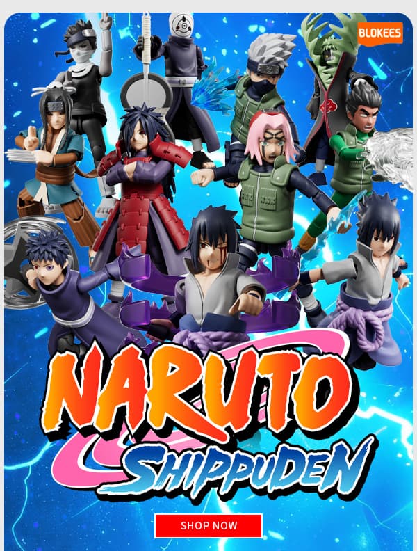  Naruto Shippuden SHOP NOW Blokees and Naruto Step back into the Fourth Great Ninja War! Bring legendary shinobi to life with tool-free assembly, advanced articulation, and character-specific accessories. Every blind box also offers a chance to uncover a rare 1-in-54 chase variant.