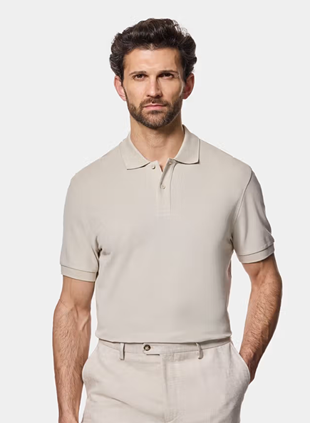 Beige Piqué Polo Shirt