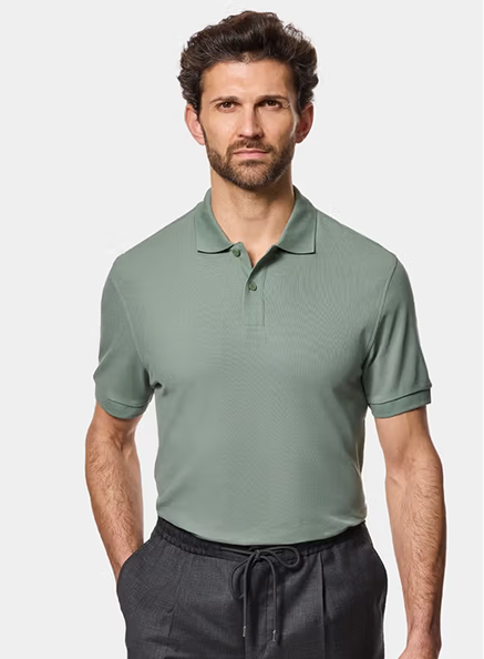 Green Piqué Polo Shirt