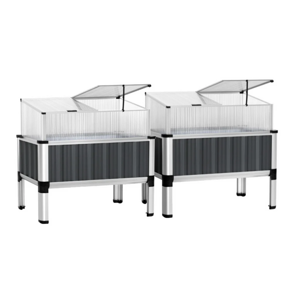 Raised Garden Bed x2 80x49x74cm Greenhouse Planter Box Galvanised Herb