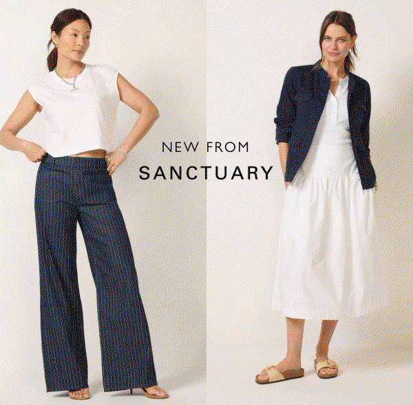 Animated image rotating new, fashion-forward looks  from Sanctuary.