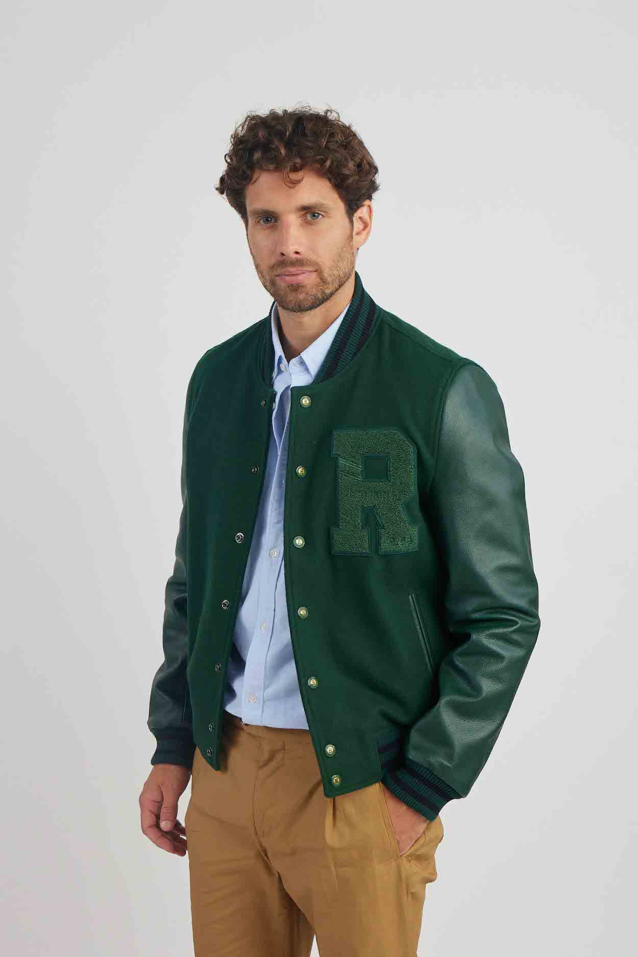 Blouson En Cuir vert OXFORD HATCH