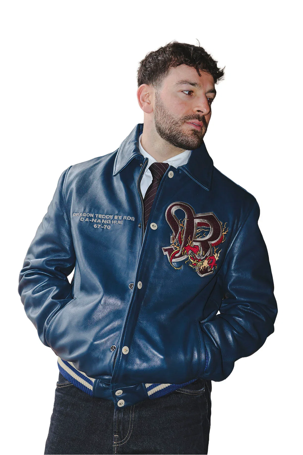 Blouson en cuir BRUCE LEGEND Bleu