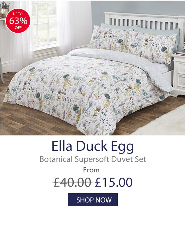 Ella Duck Egg Botanical Supersoft Duvet Set