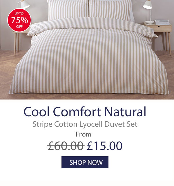Cool Comfort Natural Stripe Cotton Lyocell Duvet Set