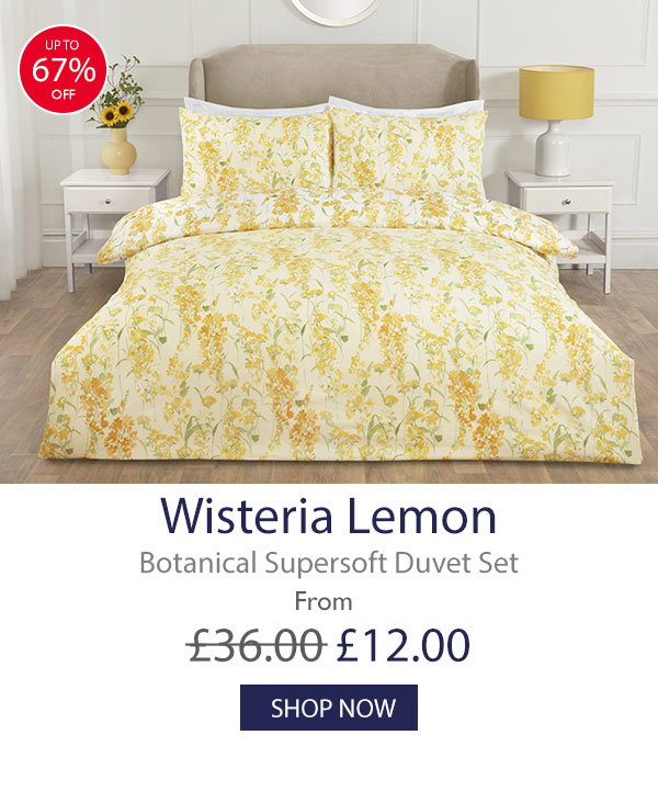 Wisteria Floral Lemon Reversible Super Soft Duvet Set