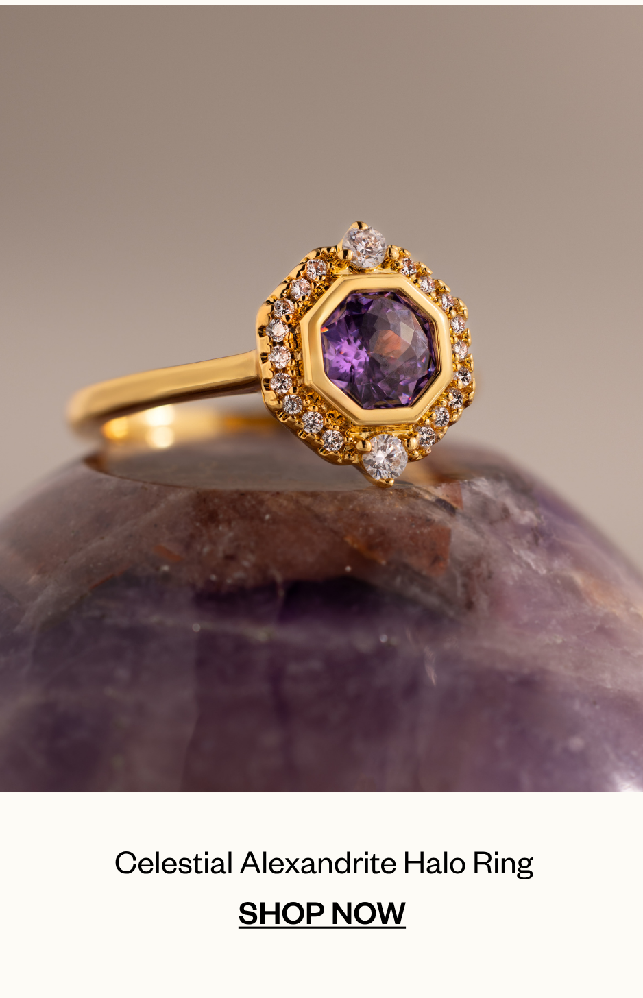 Celestial Alexandrite Halo Ring