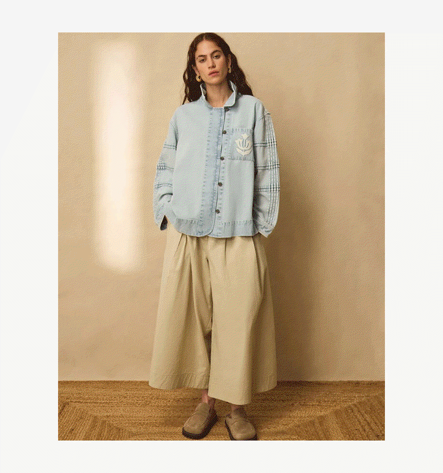 Selma Embroidered Denim Jacket Blue