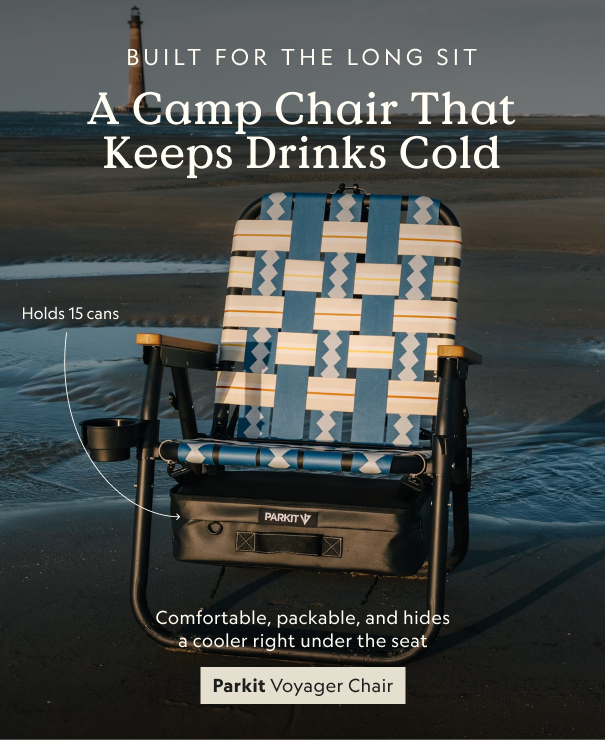 a champ chair that keeps drinks cold