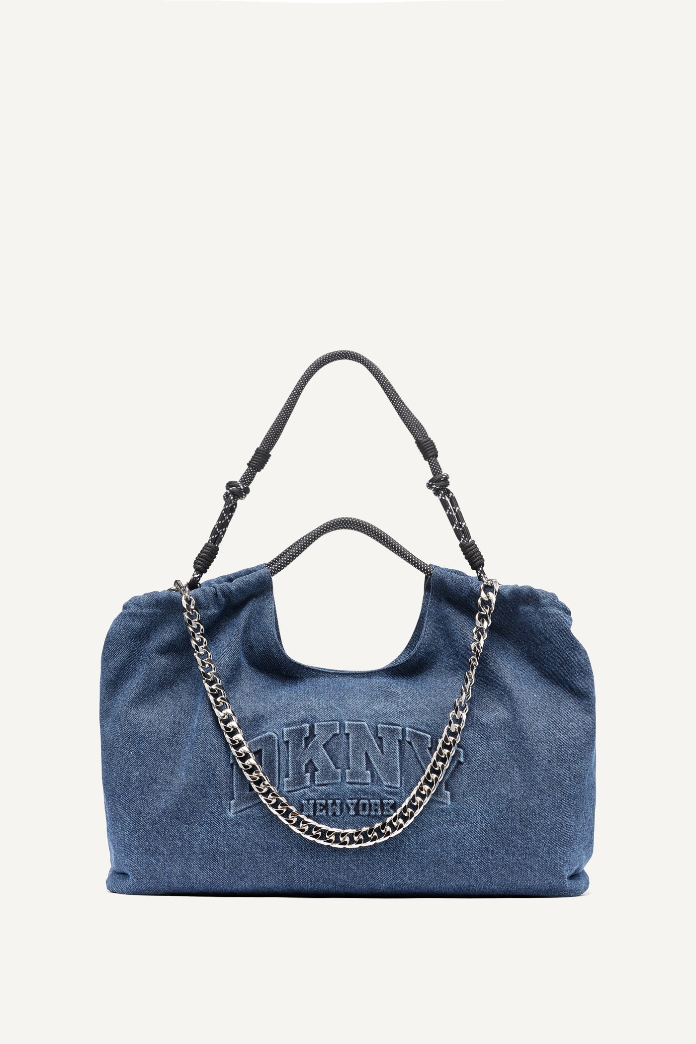 Image of MABEL DENIM LARGE LOGO TOTE