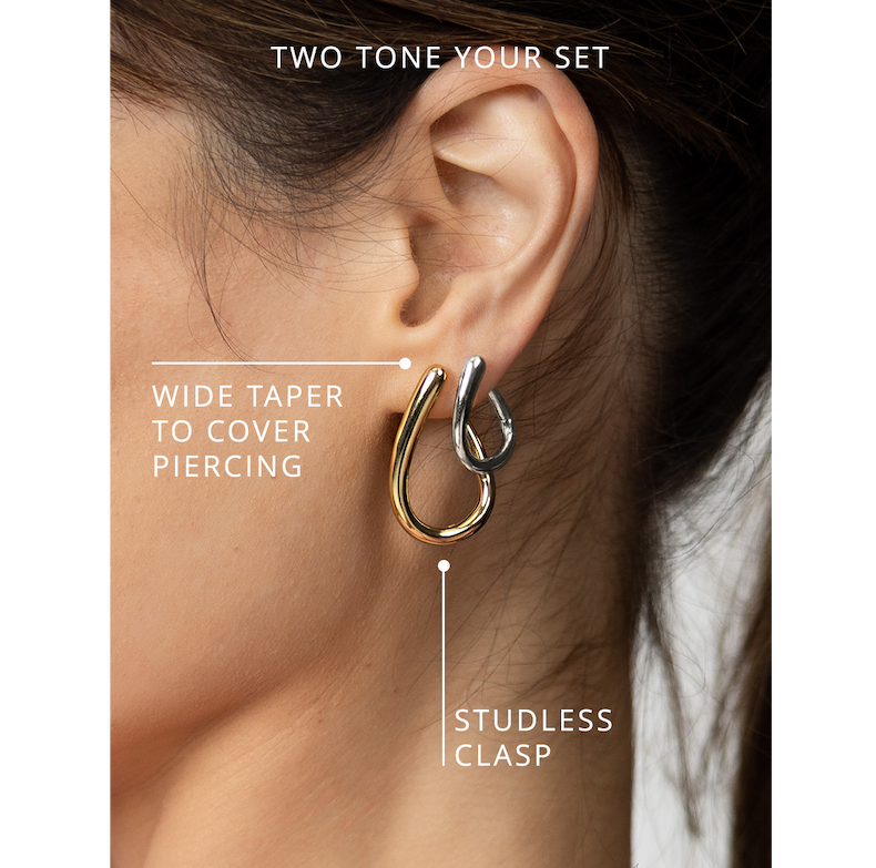 Illusion cross over hoops with studdless clasp