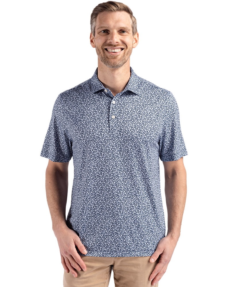 Image of Cutter & Buck Pike Recycled Flora Print Mens Big & Tall Polo