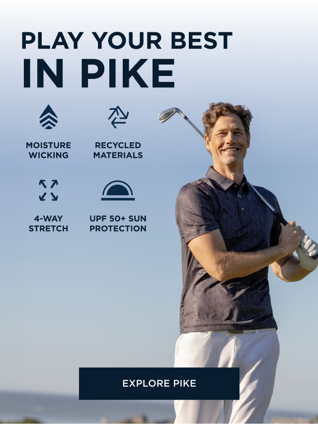 Man golfing and wearing a Pike polo | Explore Pike