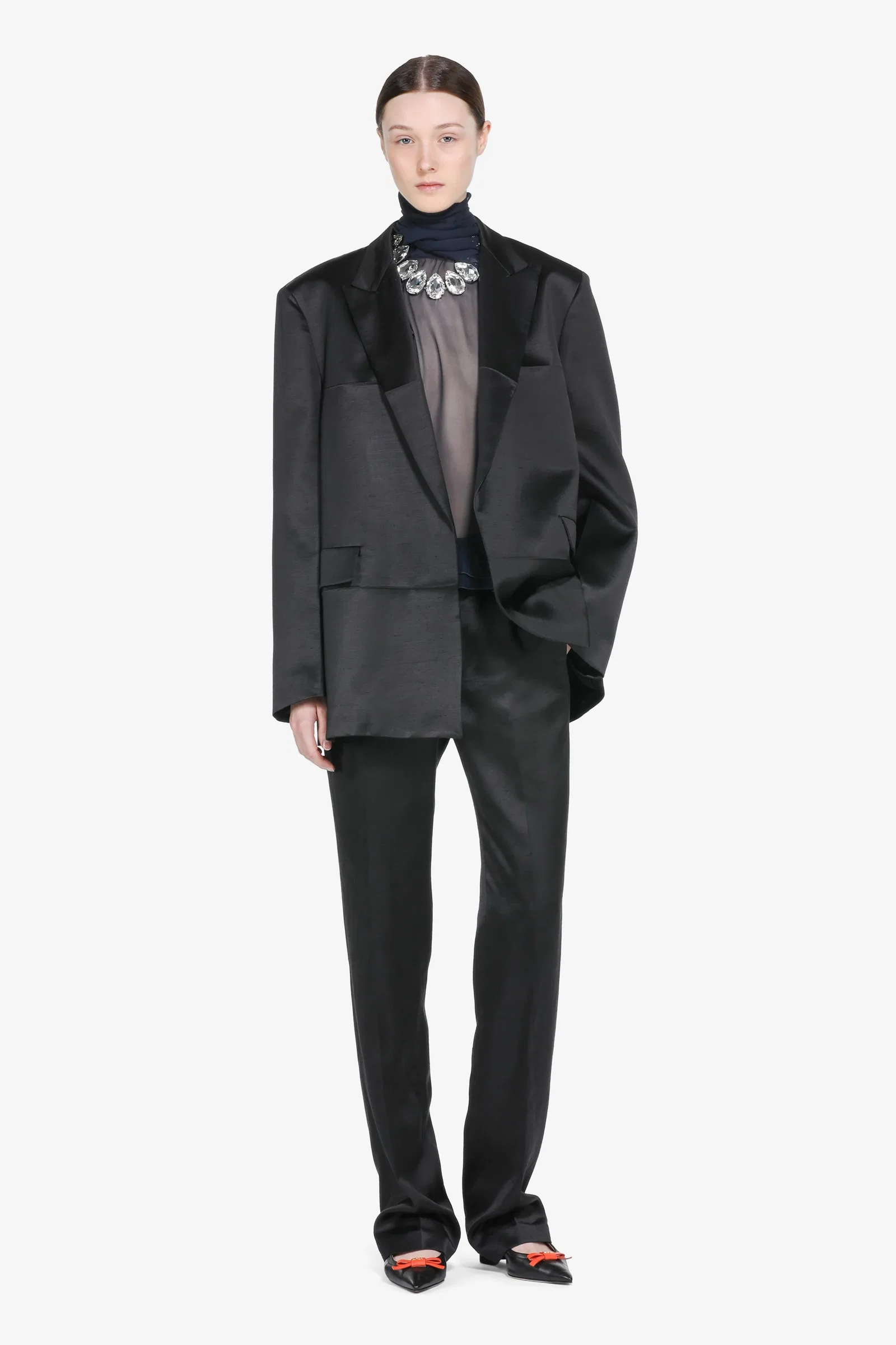 Image of Single-breasted shantung jacket