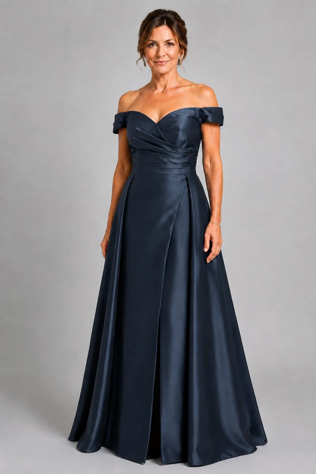 Image of A-Line Floor Length Satin Mother of the Bride Dress CM0467