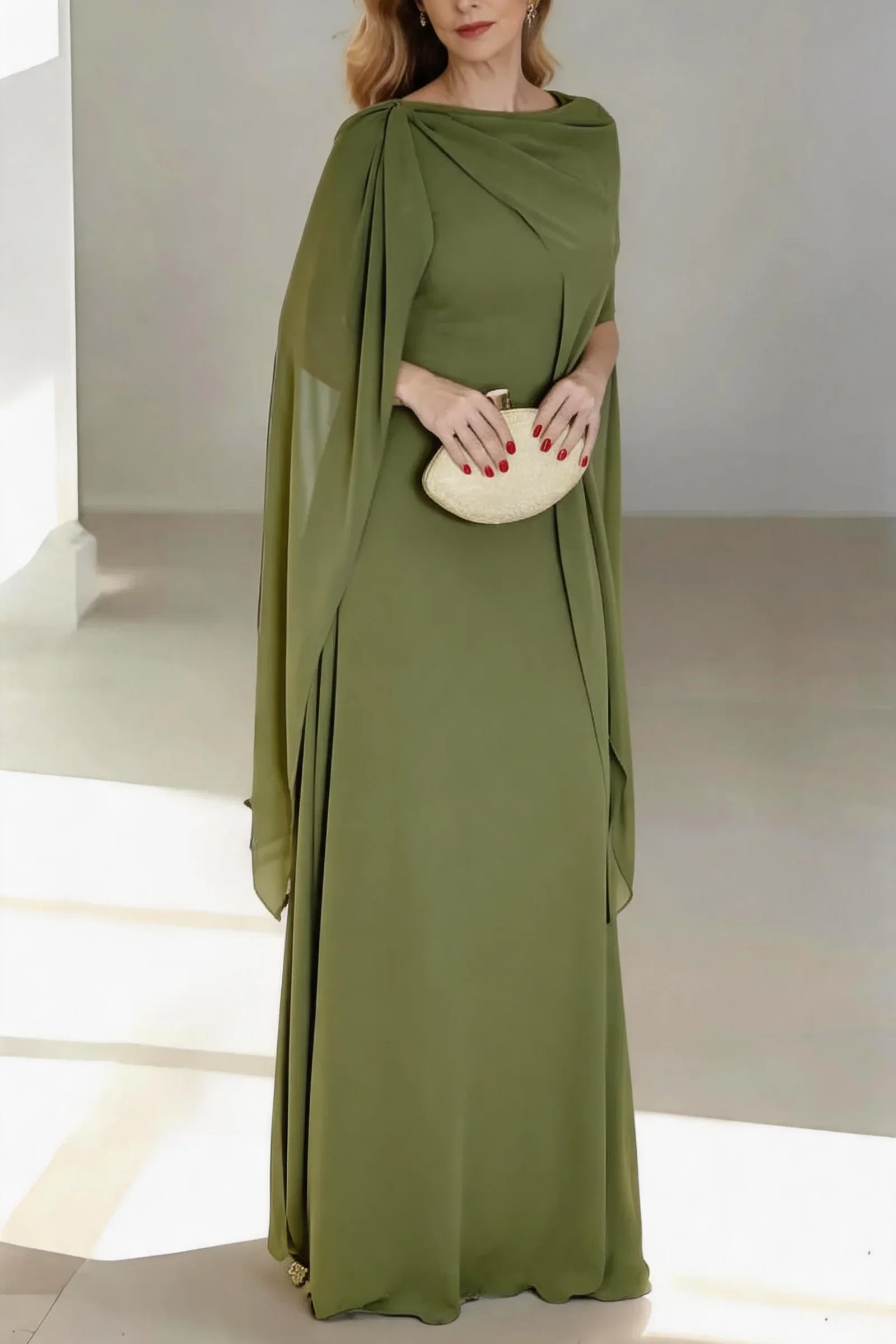 Image of A-Line Floor Length Chiffon Mother of the Bride Dress CM0439