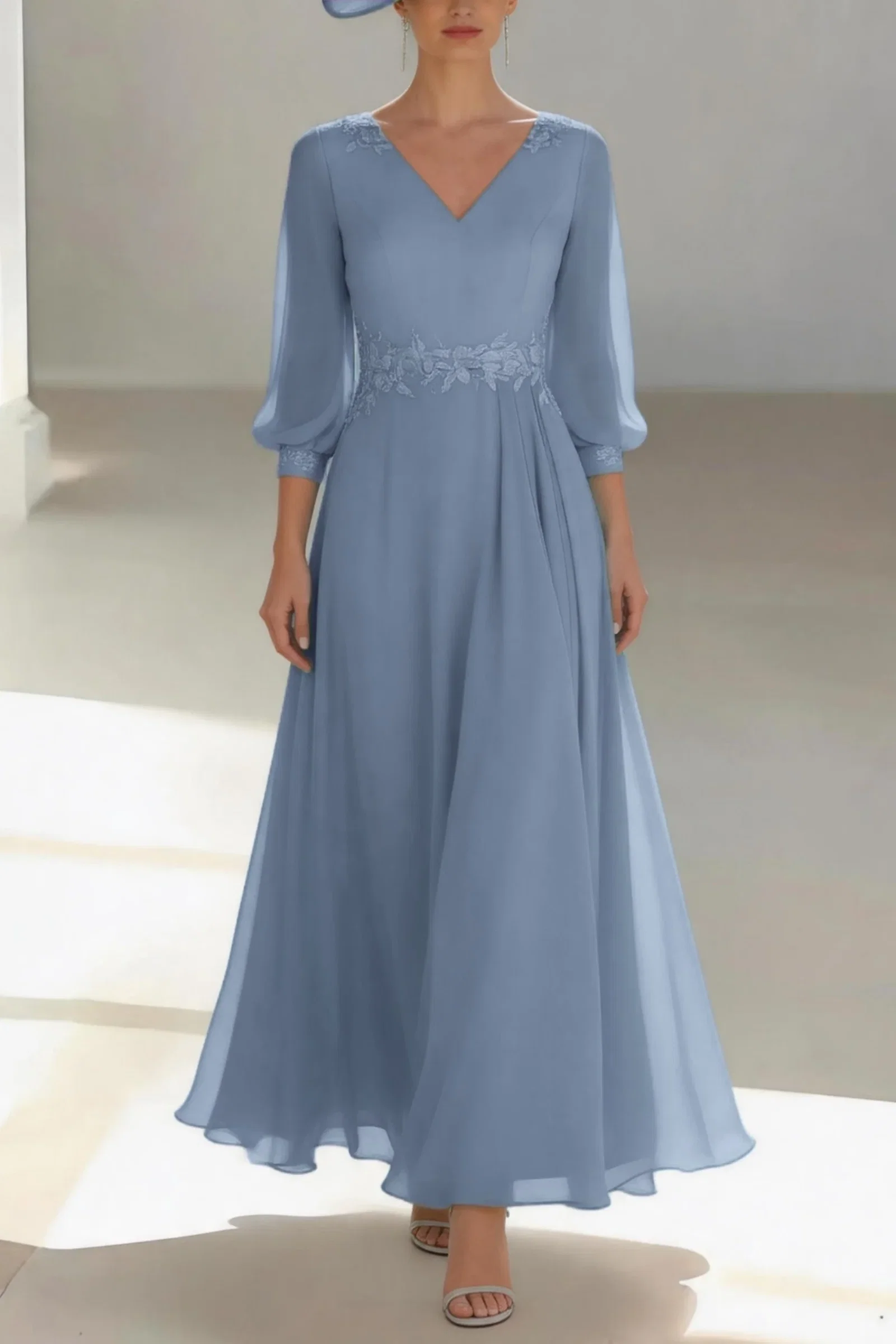 Image of A-Line Ankle Length Chiffon Mother of the Bride Dress CM0461