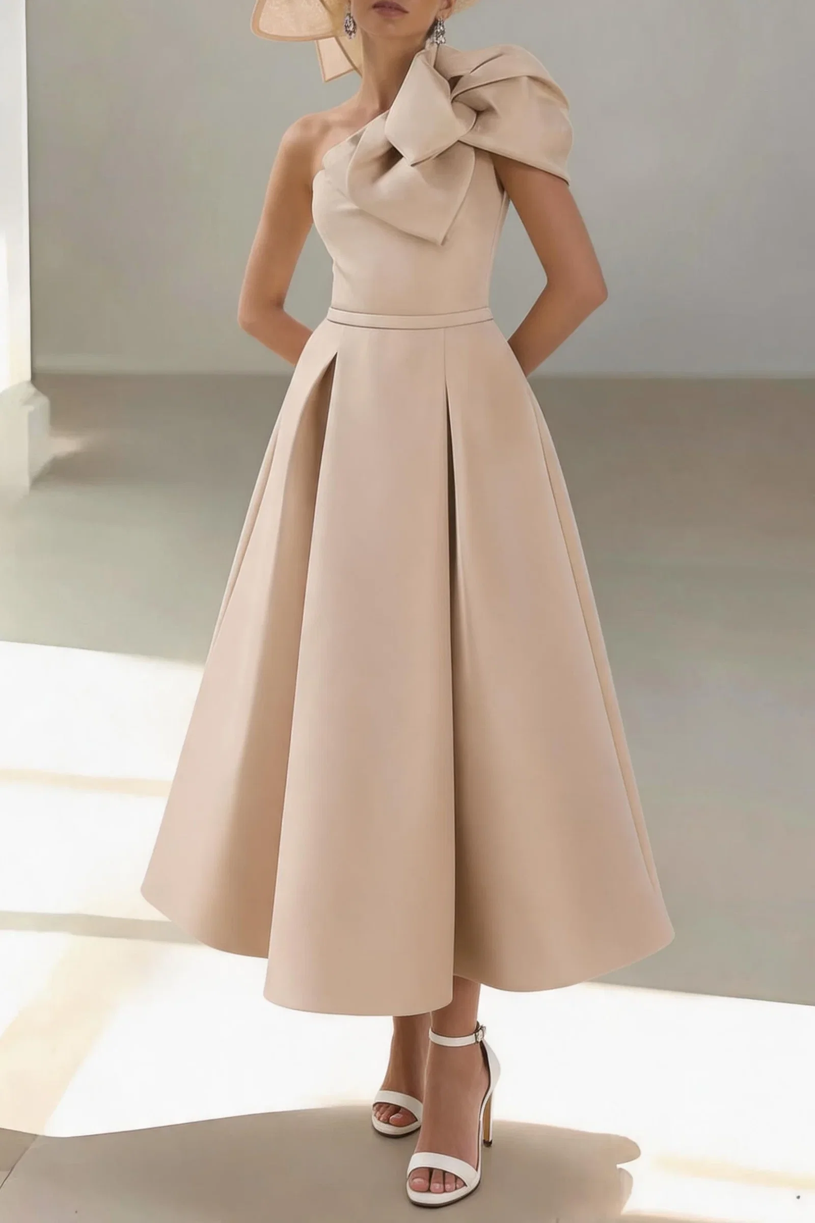 Image of A-Line Ankle Length Satin Mother of the Bride Dress CM0458