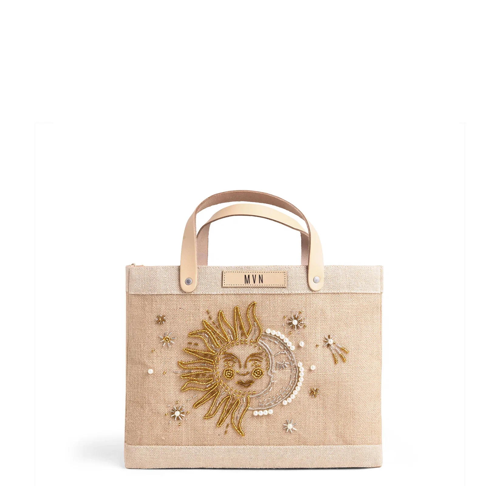 Image of Petite Market Bag in Natural with Sun & Moon Bead | Ships Aug. 15