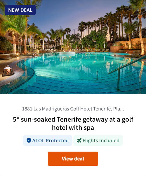 5* sun-soaked Tenerife getaway at a golf hotel with spa