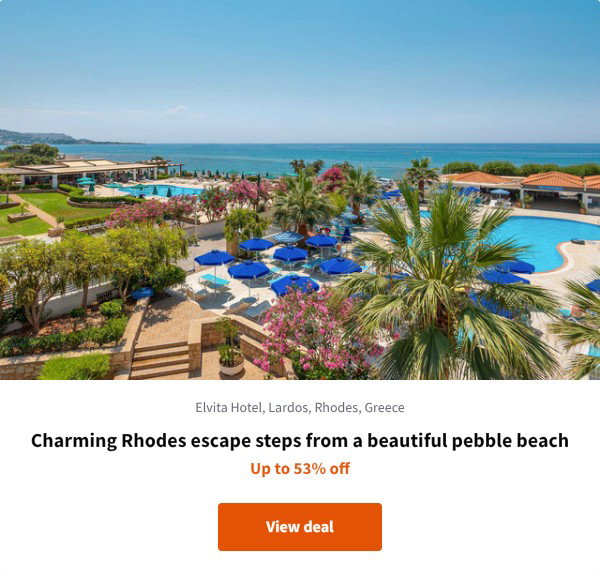 Charming Rhodes escape steps from a beautiful pebble beach