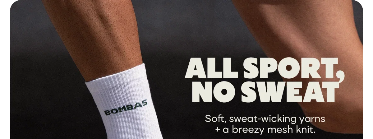 ALL SPORT, NO SWEAT. Soft, sweat-wicking yarns + a breezy mesh knit.