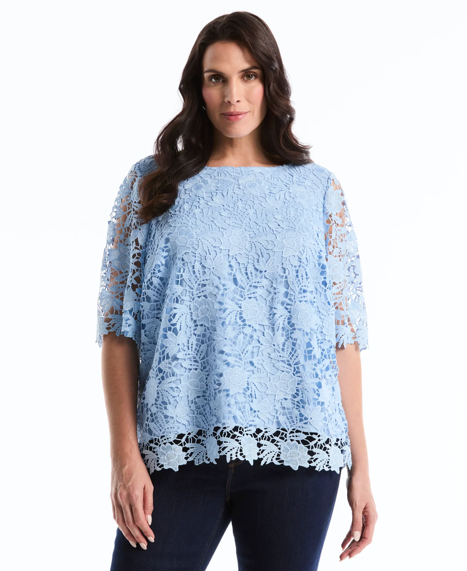 Image of Plus Size Scalloped Lace Top