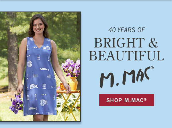 40 Years of Bright & Beautiful M.MAC. Shop M. Mac. M.MAC Rock Fish Knee-Length Sleeveless Cotton Knit Dress With Pockets