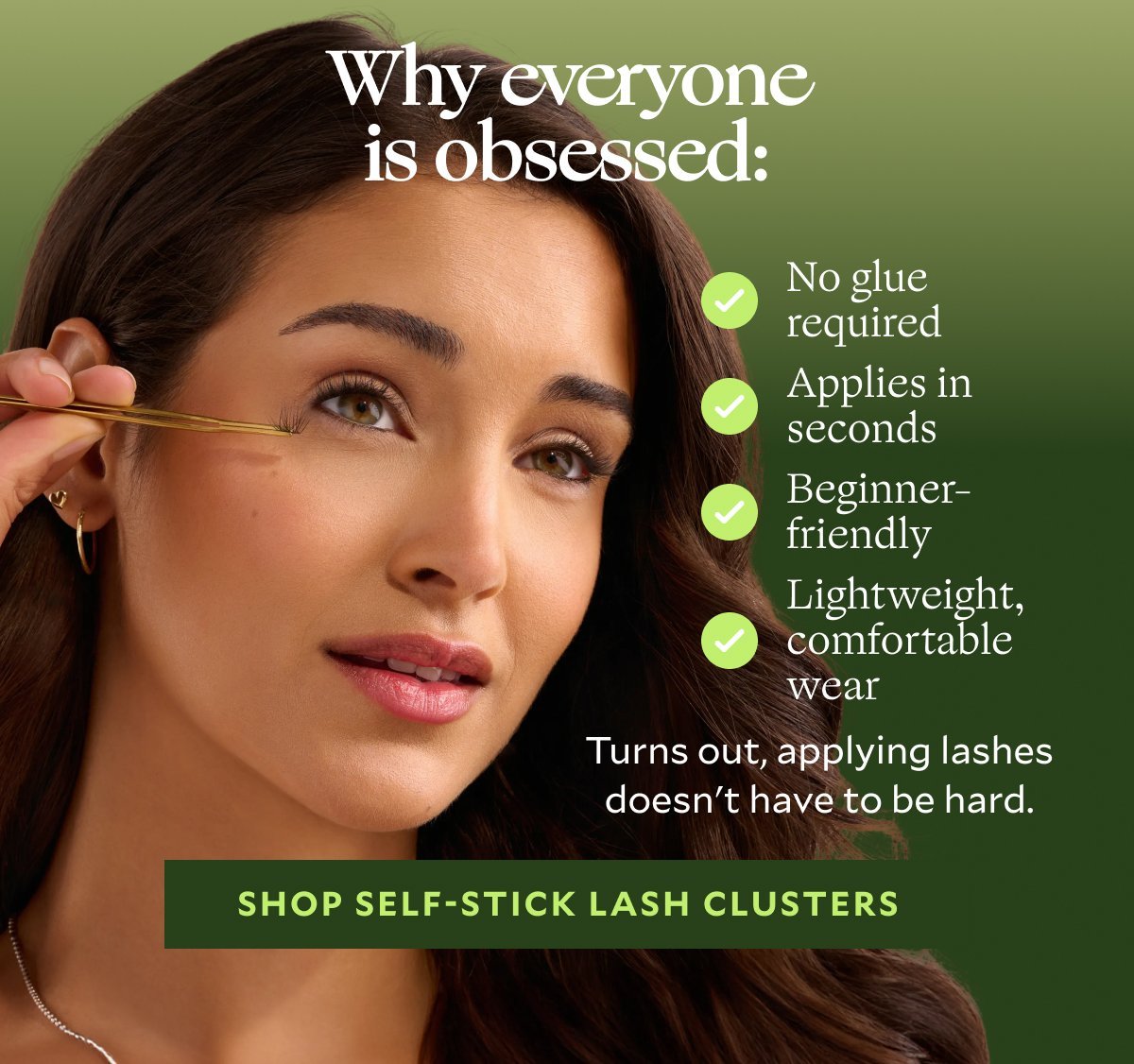 Why everyone is obsessed: ✨ No glue required ✨ Applies in seconds ✨ Beginner-friendly ✨ Lightweight, comfortable wear  Turns out, applying lashes doesn't have to be hard.