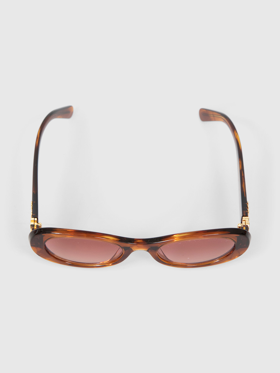 Image of Striped Tobacco Oval Sunglasses