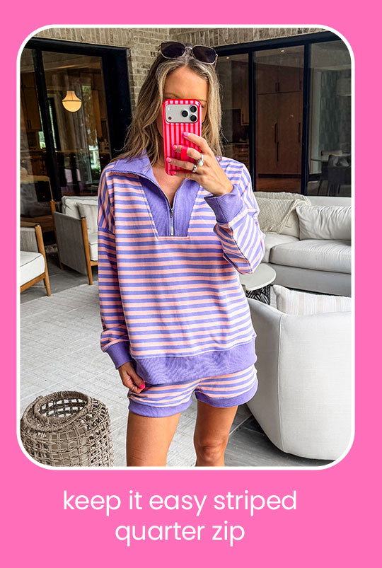 keep it easy striped quarter zip
