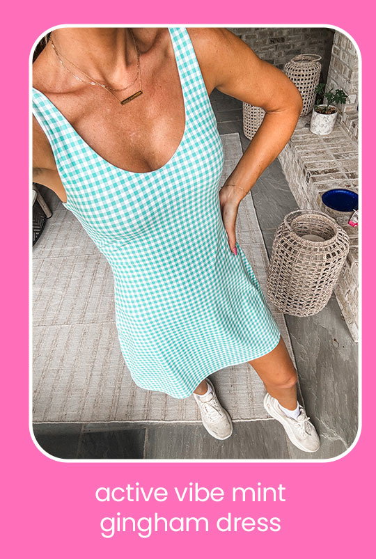active vibe mint gingham dress