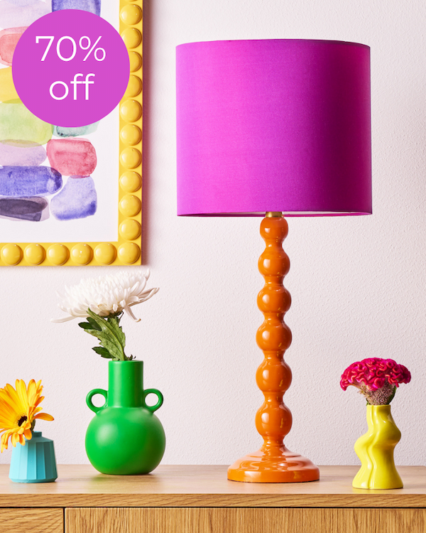 lillee table lamp in burnt orange lacquered wood
