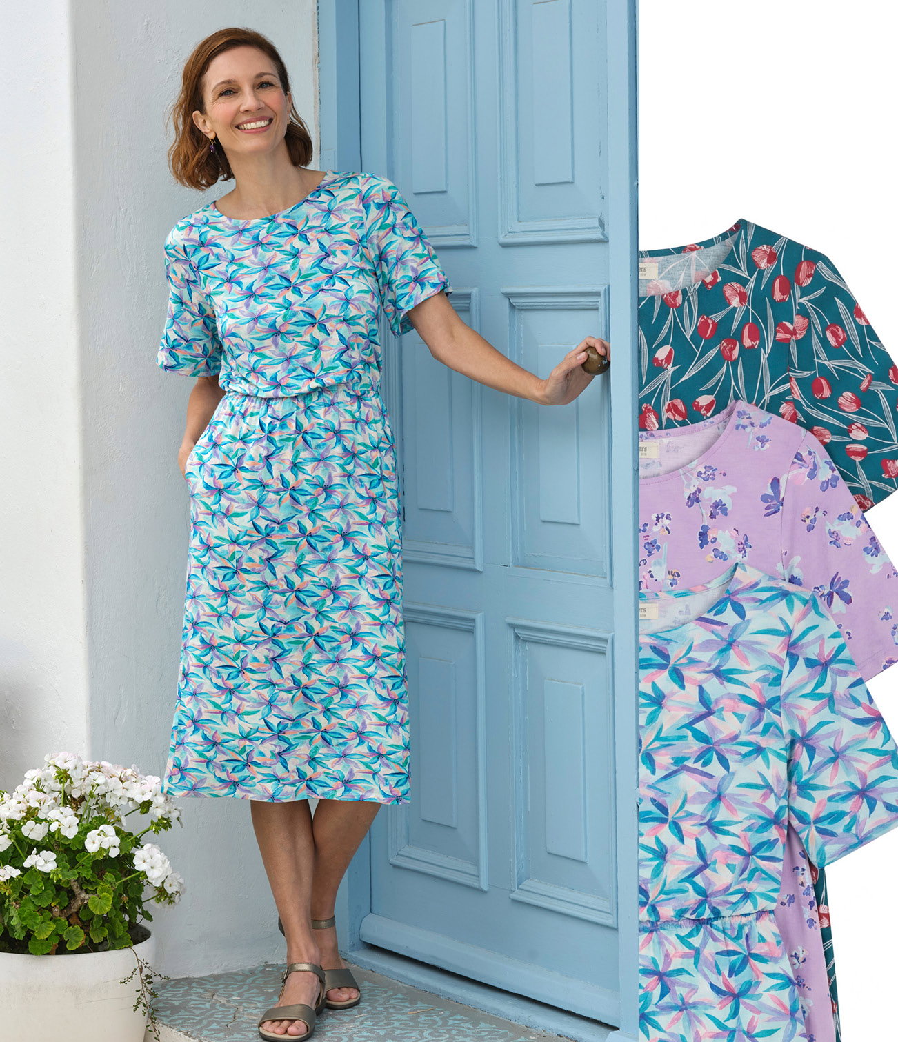 Angel Manches courtes - Robe midi cintrée et évasée