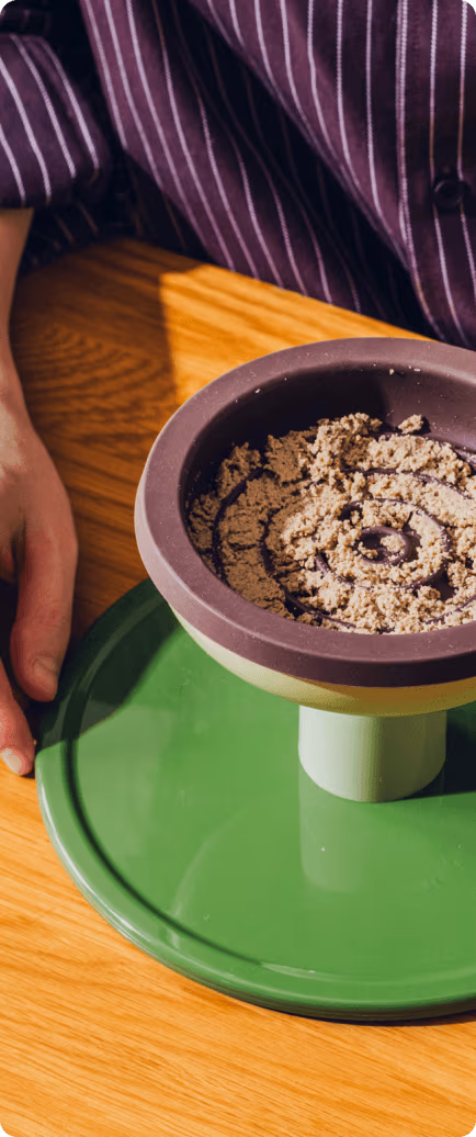 Close-up view of a bowl containing our food