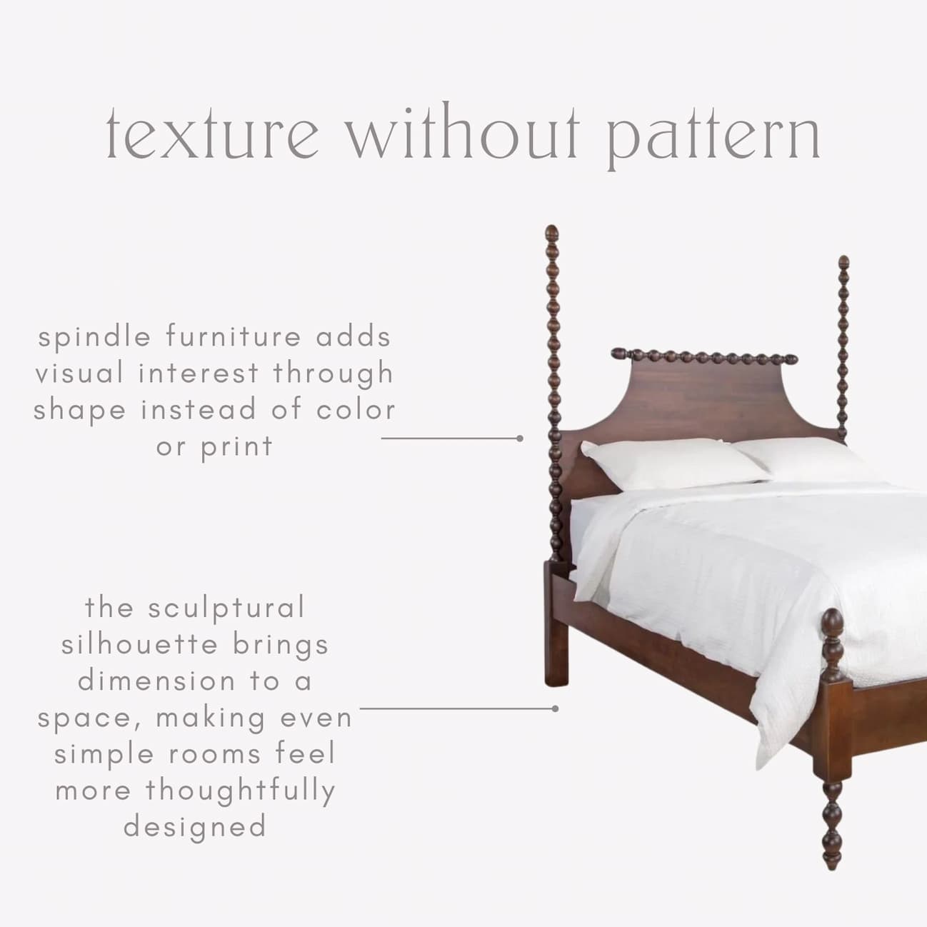 Dark wood bed with spool posts.