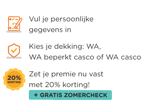 Vul je persoonlijke gegevens in, kies je dekking en zet je premie vast met 20% korting.