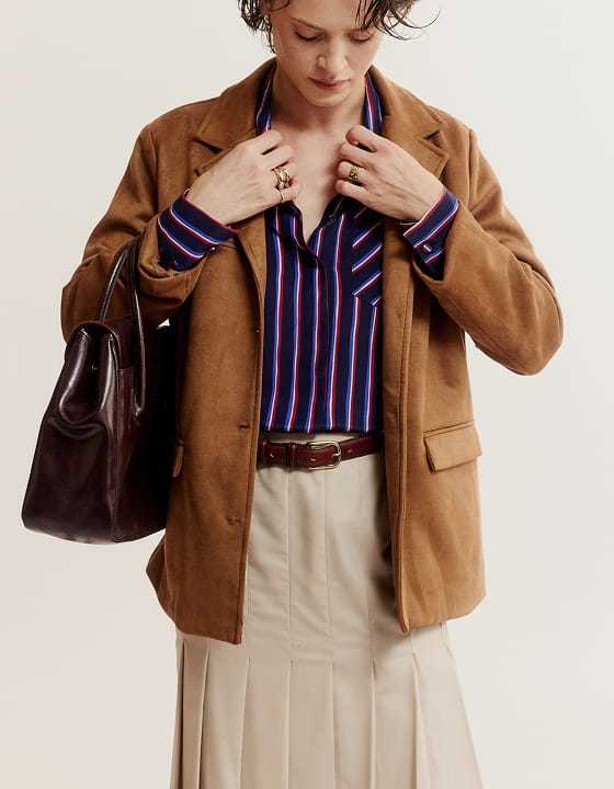 Shop jackets - woman in tan blazer