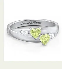 Double Heart Gemstone Ring with Accents