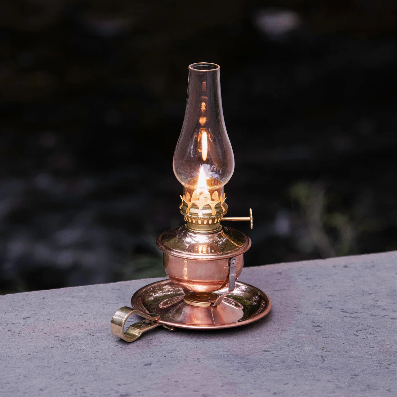 Image of Unique Copper & Brass Swivel Oil Lamp