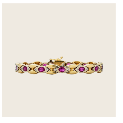abcVintage Yellow and White Gold Ruby Bracelet