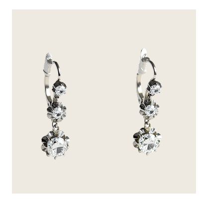 abcVintage Antique 18KG and Platinum 1.5 ct. TW Diamond Ear Pendants