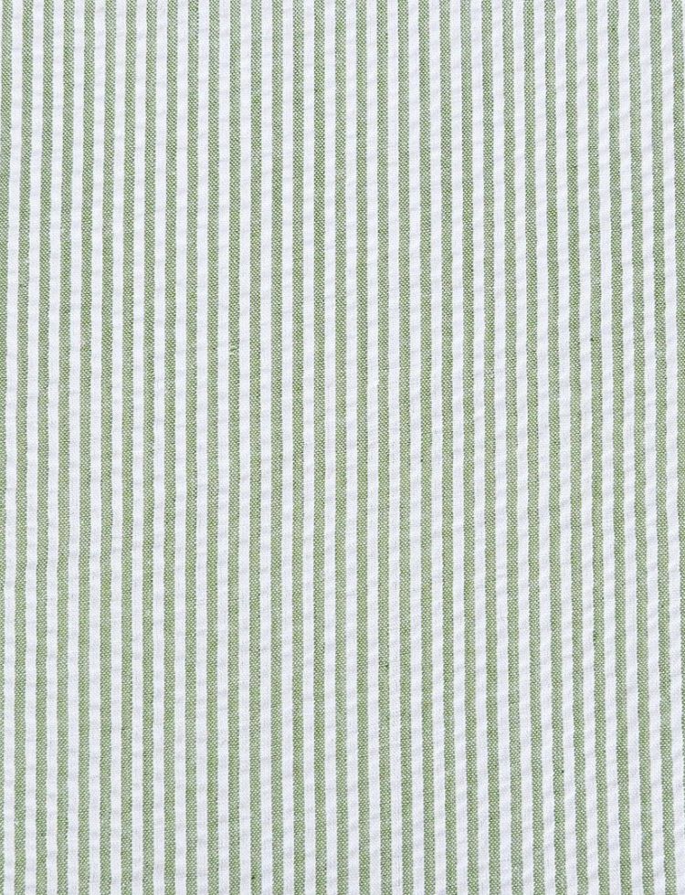 Minerva Core Range Stripe Cotton Seersucker Fabric Olive