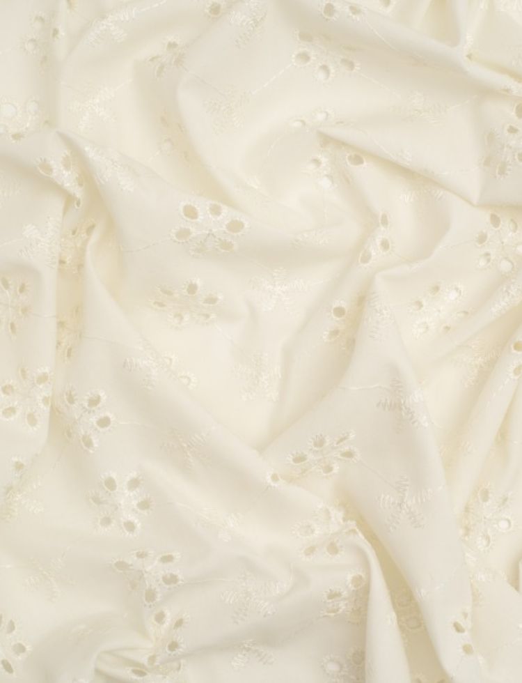 Minerva Core Range Broderie Anglaise Cotton Fabric Cream