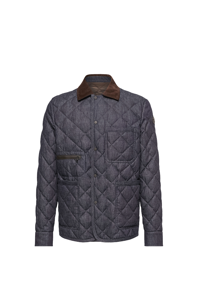 Kryen Diamond Quilted Denim Down Shirt Jacket