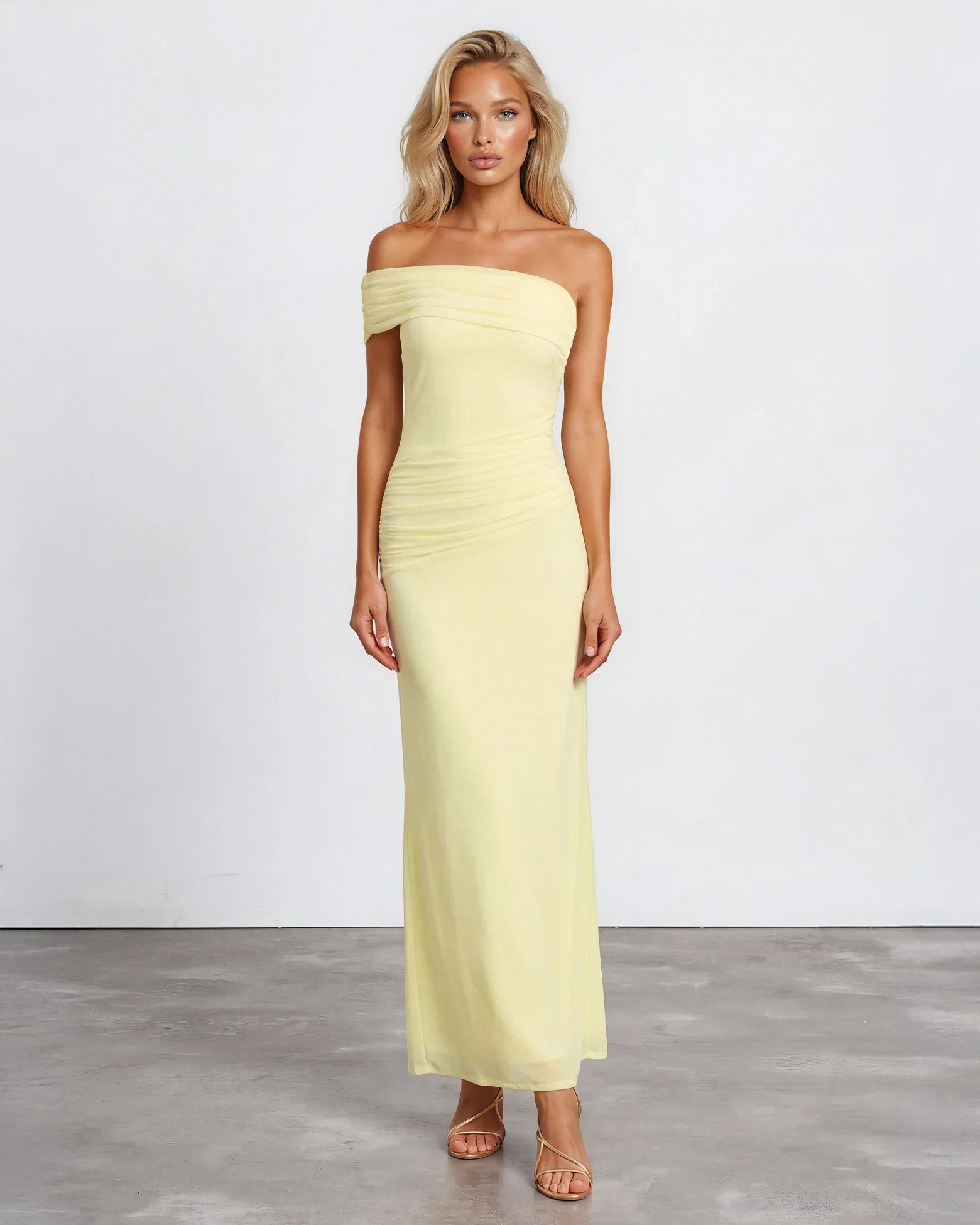 Image of Teresa One Shoulder Maxi Dress - Lemon
