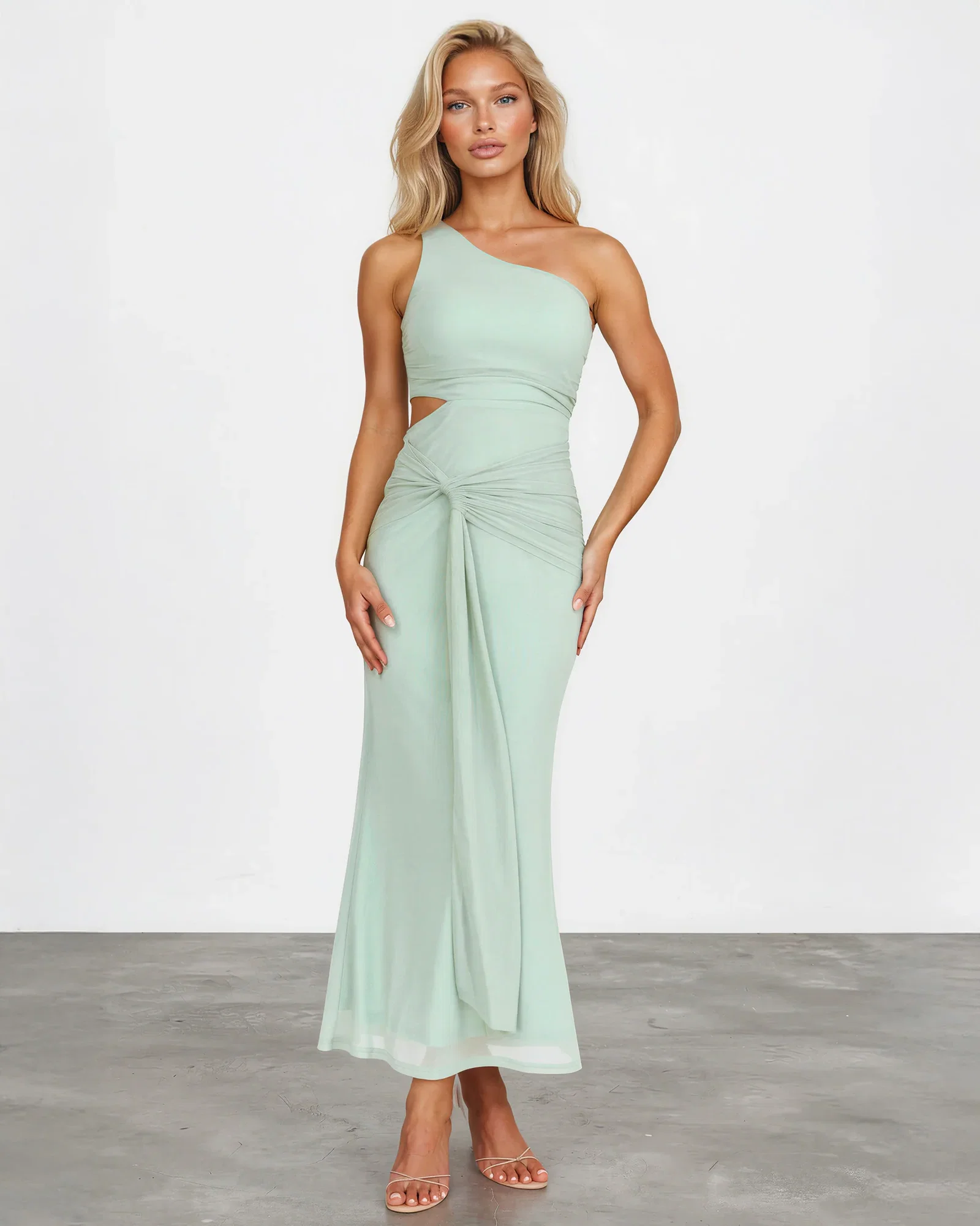 Image of Agatha Mesh Maxi Dress - Sage