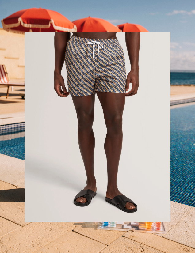 GLENDLE Goldfish Geometric Print Swim Shorts