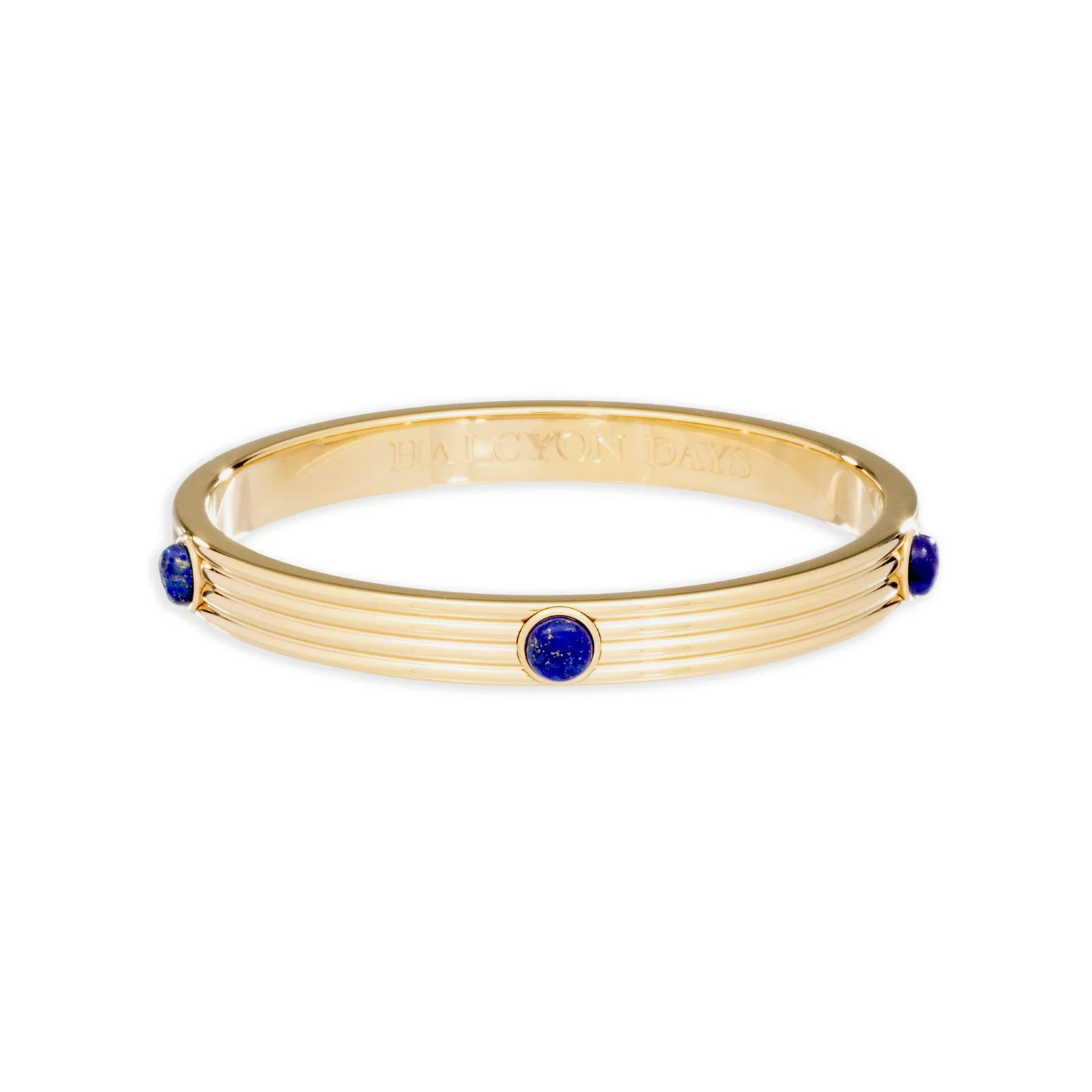 Image of Ribbed Cabochon Push-on Bangle in Deep Cobalt